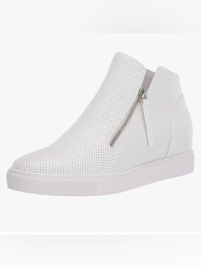 Steve Madden White Perforated Slip-On with Side Zip